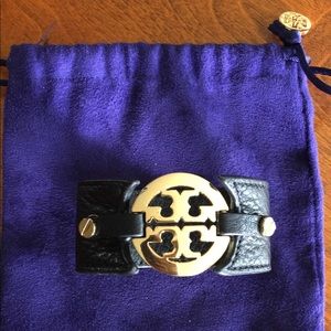 TORY BURCH leather bracelet - Black/Gold